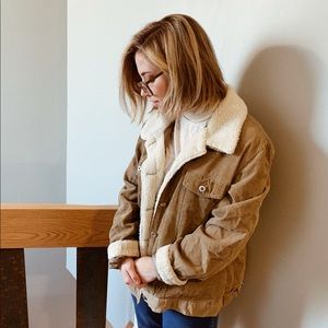 Vintage tan corduroy and Sherpa lined jacket